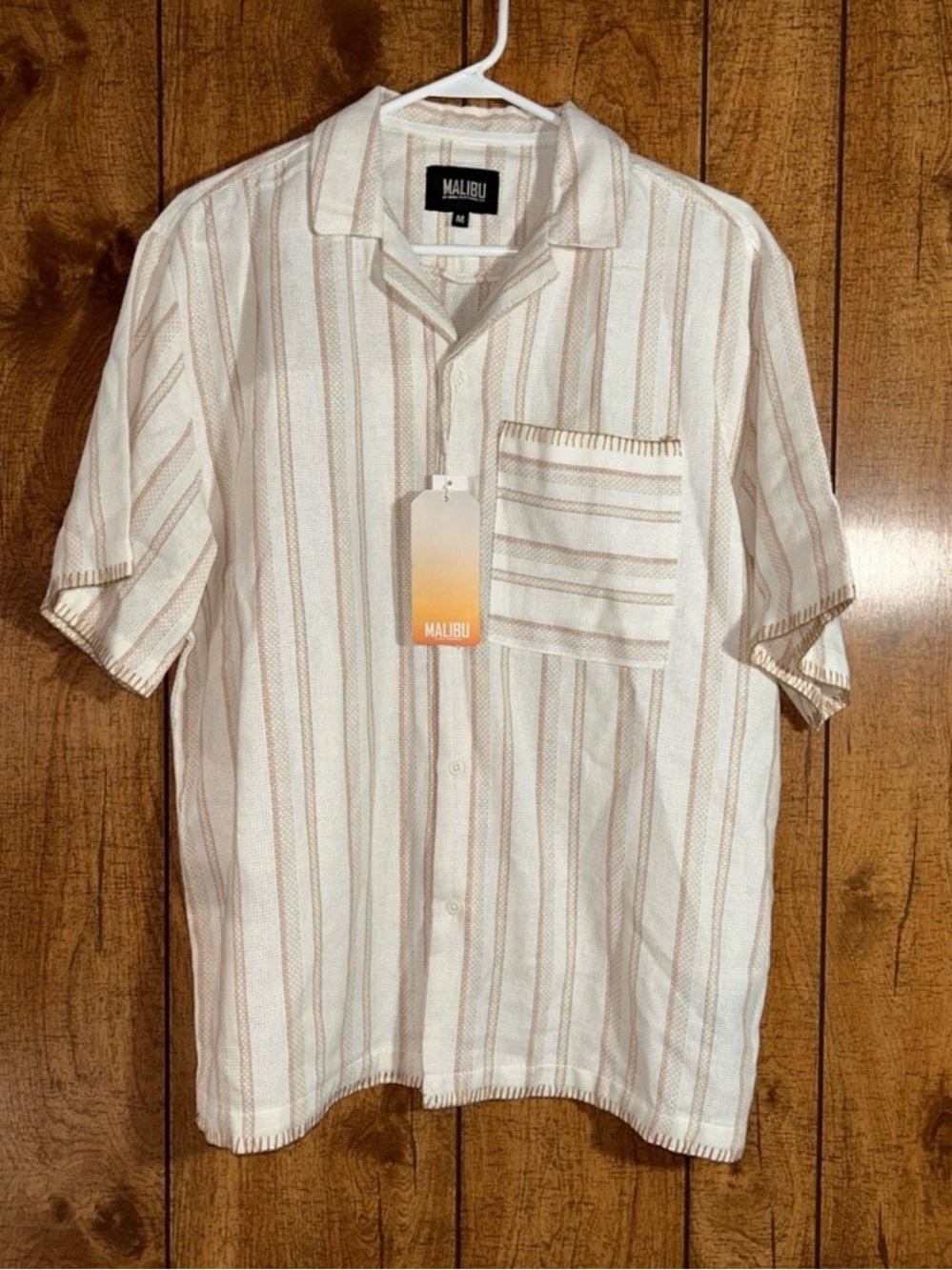 Malibu by Drill Clothing Men’s Medium Striped Camp Shirt NWT